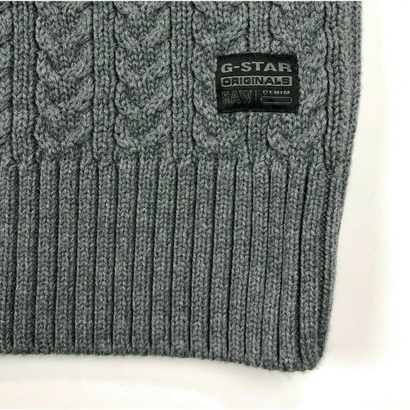 G Star Raw Geored Shawl Neck Cardigan Sweater Premium Mens 3XL Cable Knit Gray - Picture 10 of 11